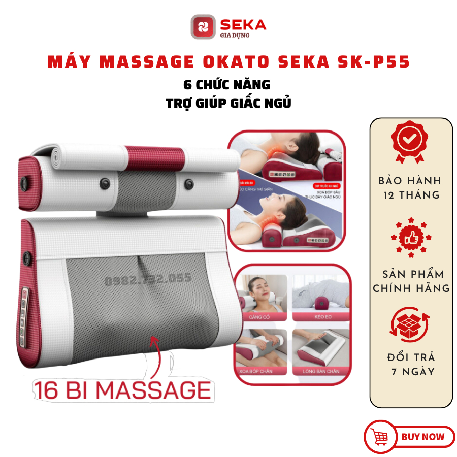 Máy massage okato SEKA SK-P55, Gối massage okato - Bảo hành 12 tháng