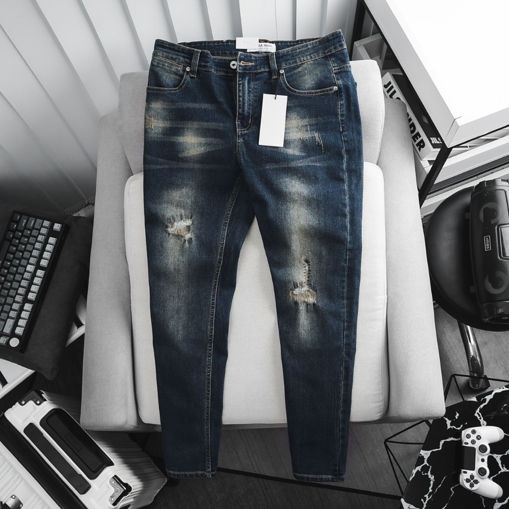 Quần Jean Nam slimfit thêu gối màu sang trọng jean co giãn xuất khẩu cao cấp