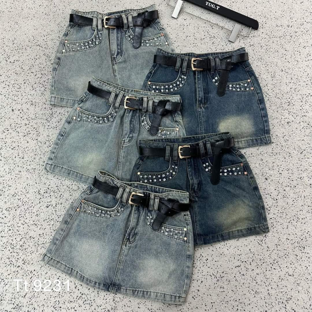 Chan váy đá kèm belt