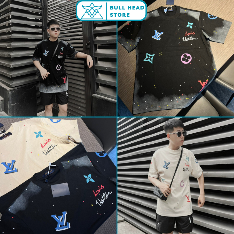 Áo Phông Nam Eo Vì In Logo Louis.Vuiton Bên Ngực Phải Vẩy Sơn Siêu Hot - Áo Thun Eo Vì Nam Nữ Chất Cotton Cao Cấp