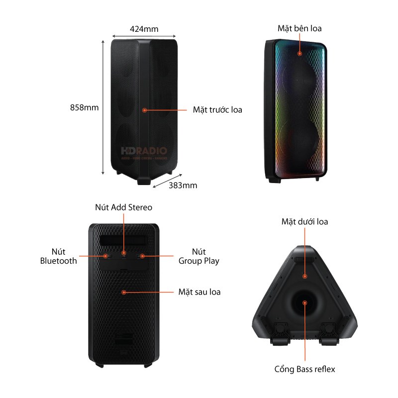 Loa tháp Samsung MX-ST90B 1700W - Hàng mới Full Box 100% - Có kích hoạt bảo hành điện tử - Có kèm mic Rayco S-311B