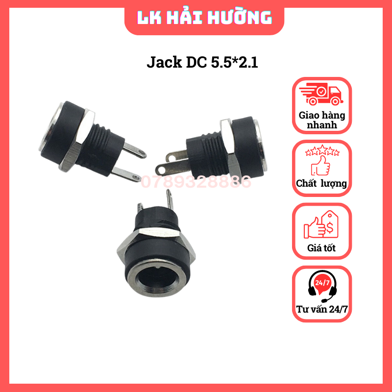 Jack nguồn DC 5.5*2.1mm, 5.5*2.5mm các loại