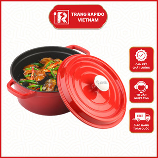Nồi Gang Đúc Tráng Men Rapido 24cm, Đúc Nguyên Khối, Chống Dính 2 Lớp, Sử Dụng Với Mọi Loại Bếp - Hàng Nhập Khẩu