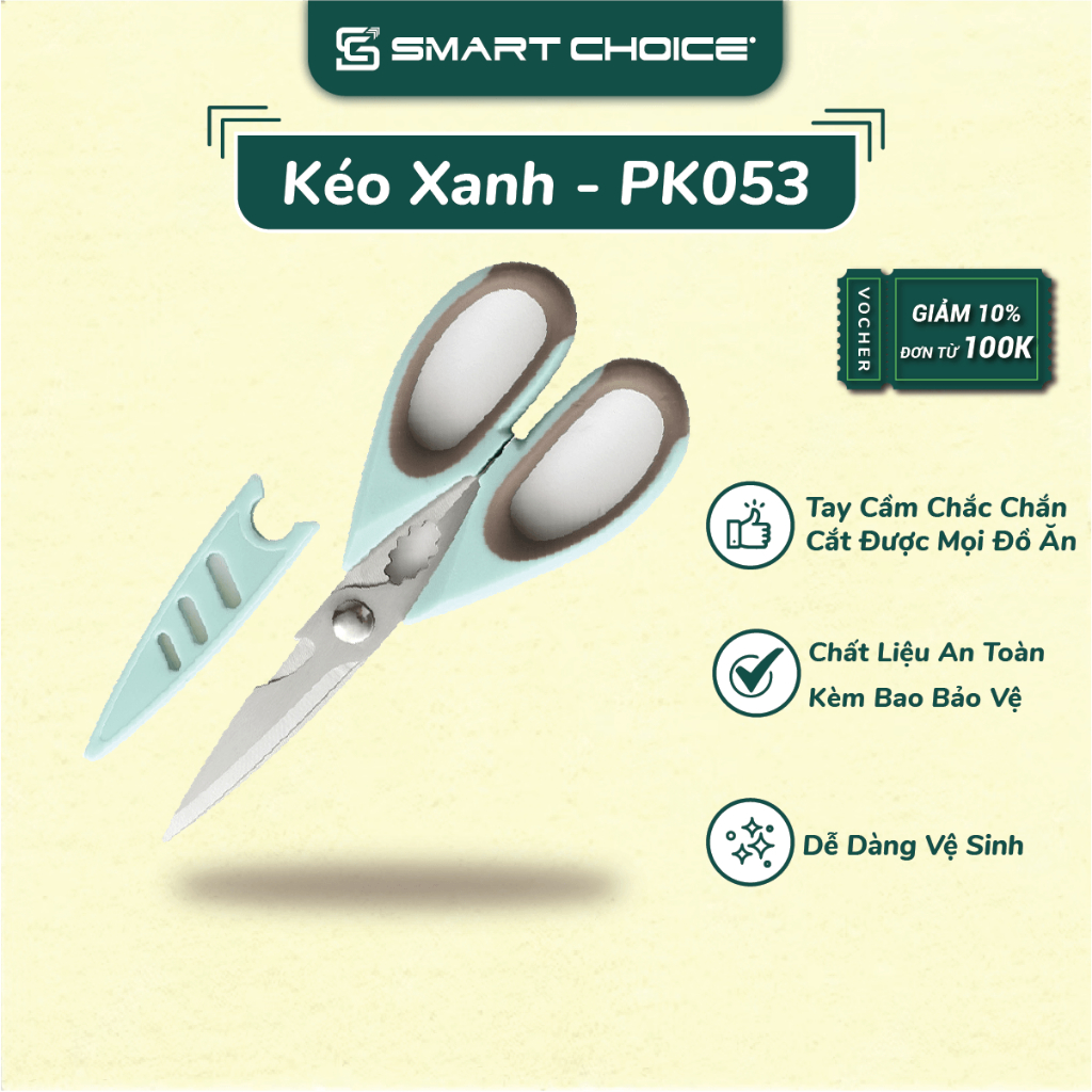 Kéo Nhà Bếp Đa Năng SMARTCHOICE Hàn Quốc Có Kèm Vỏ Bảo Vệ An Toàn Không Gỉ SCG-PK053-X