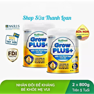 Combo 2 lon sữa bột nutifood growplus+ số 1+/ 2+ lon 800g .