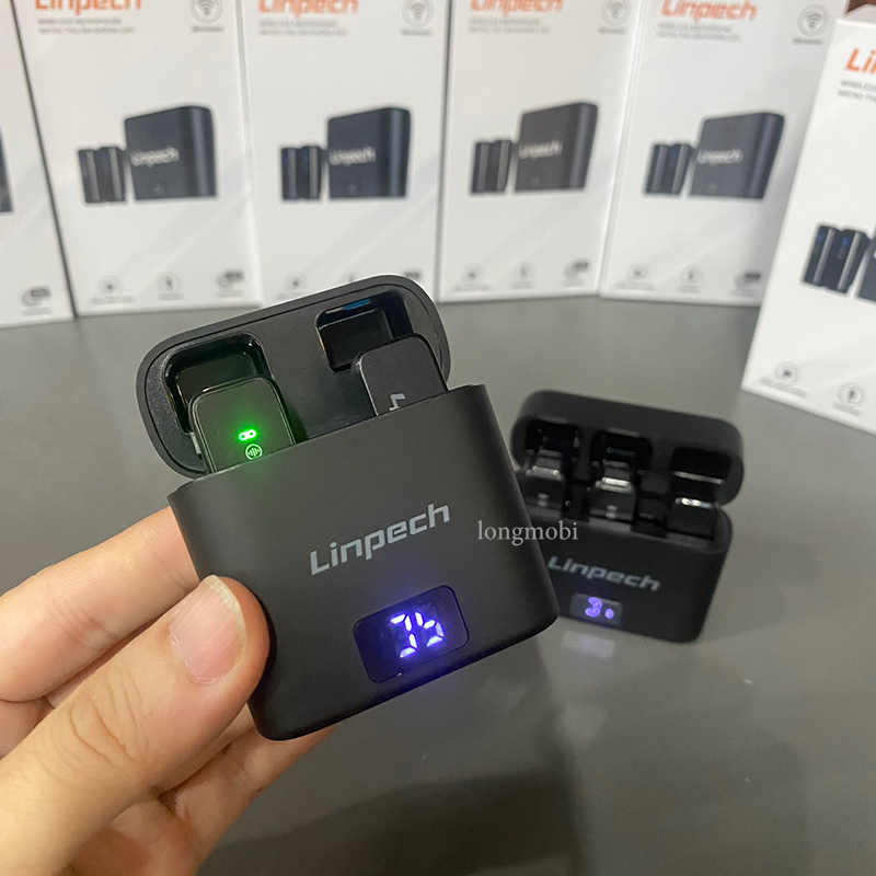 Linpech M105, M105Plus - Micro thu âm không dây cài áo, kèm hộp sạc, lọc tiếng ồn