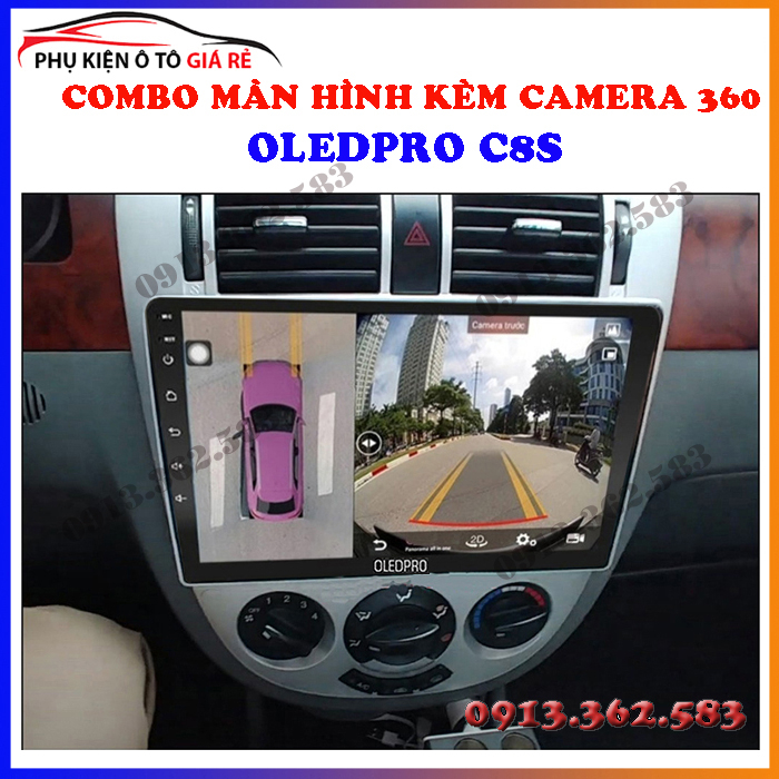 Combo màn hình liền camera 360 OLED C8S cho xe CHEVROLET LACETTTI - phu kien oto, camera lùi giá rẻ, giá phụ tùng ô tô