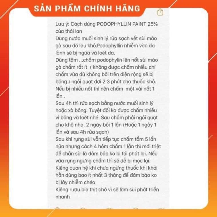 Dung Dịch Podophyllin 25% Thái Lan 15ml Đánh Bay Sùi Mào Gà Nhanh Chóng An Toàn
