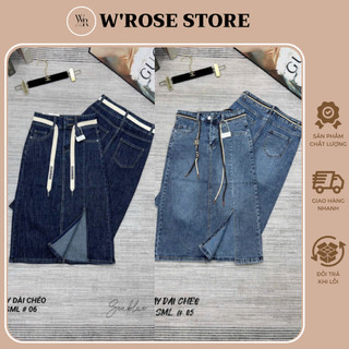 Chân váy denim xẻ trước siêu hot