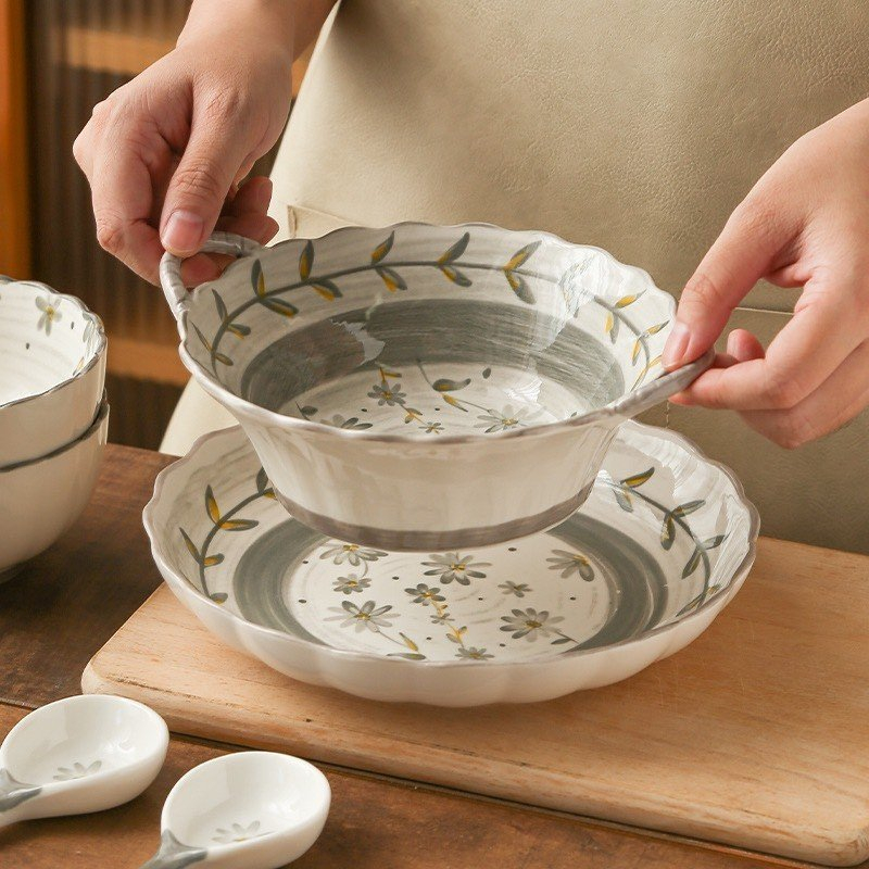 BÁT ĐĨA GỐM SỨ CAO CẤP CÚC HOẠ MI PHONG CÁCH VINTAGE - Mua lẻ theo nhu cầu