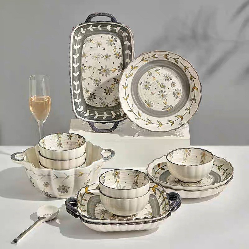 BÁT ĐĨA GỐM SỨ CAO CẤP CÚC HOẠ MI PHONG CÁCH VINTAGE - Mua lẻ theo nhu cầu
