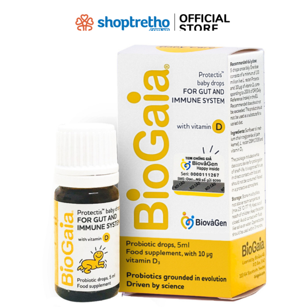 Biogaia men vi sinh, D3 5ml
