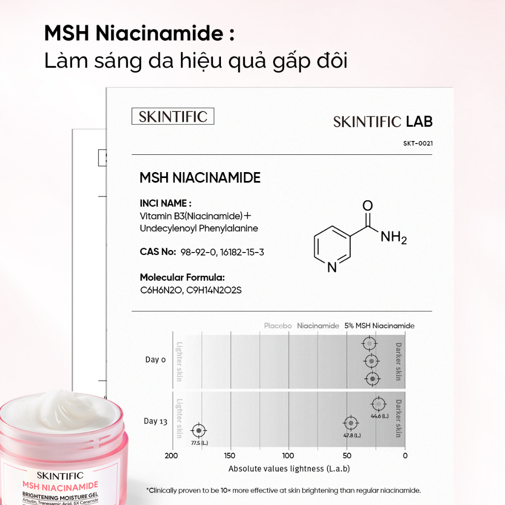 Kem dưỡng ẩm sáng da MSH 5% Niacinamide SKINTIFIC 30g (đơn lẻ)