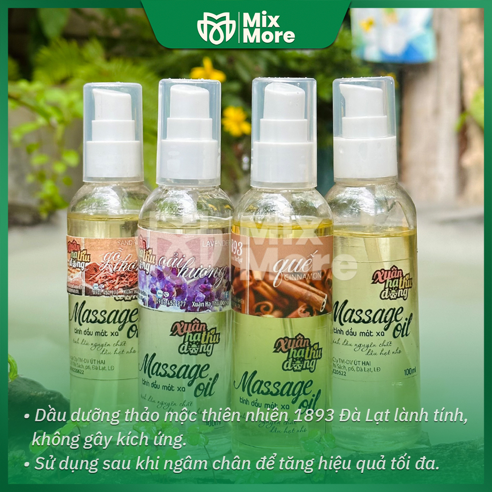 Tinh dầu hạt nho dưỡng chân 1893 Đà Lạt thiên nhiên lành tính, chai 100ml  Mixmore