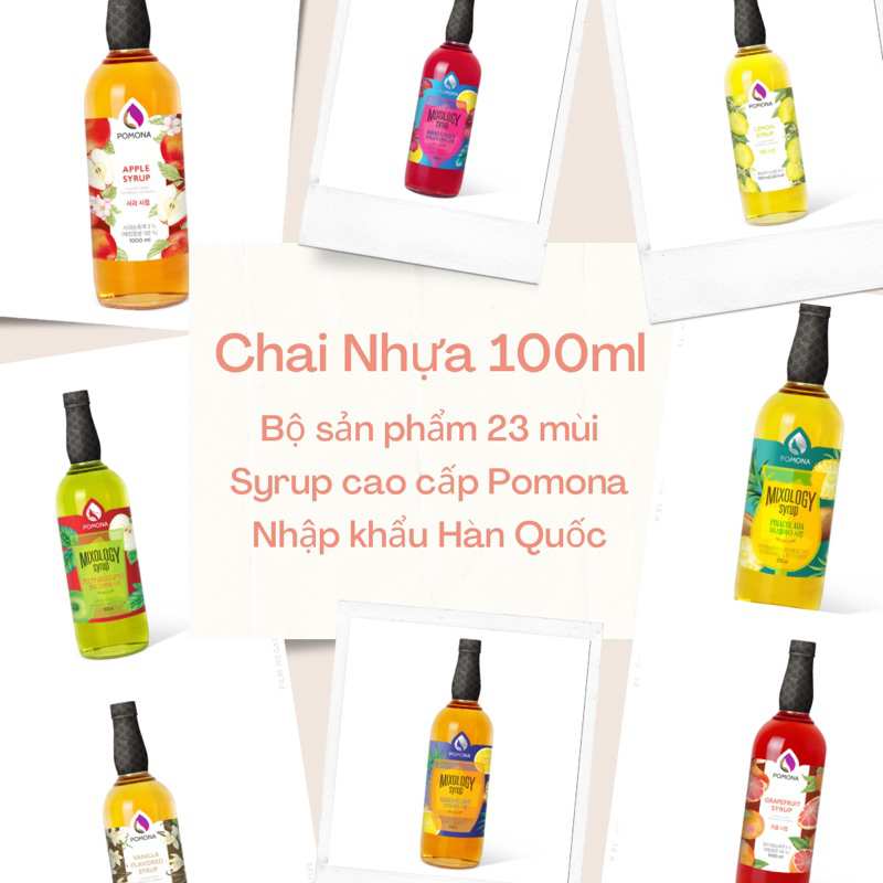 Chai nhựa 100ml - Bộ 23 Mùi Syrup Pomona - Siro Pha Chế Cao Cấp Nhập Khẩu Hàn Quốc
