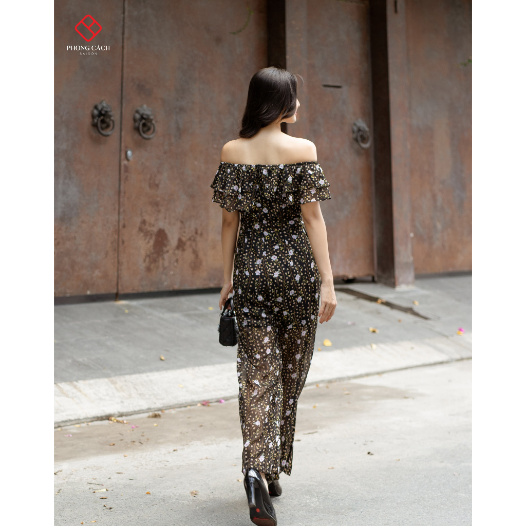 Jumpsuit ống rộng bèo ngực mặc 2 kiểu SJ823 - Phong Cách SAIGON