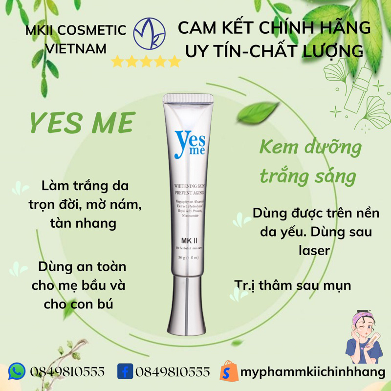 Kem Trắng Sáng Da YES ME MKII COSMETICS - lọ chiết 5gram