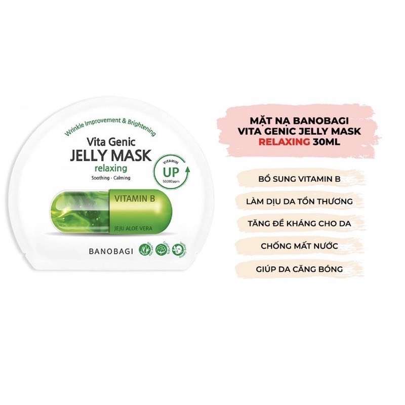 Mặt Nạ Dưỡng Và Phục Hồi Da Banobagi Vita Genic Relaxing Jelly Mask 30ml - BANOBAGI Xanh lá