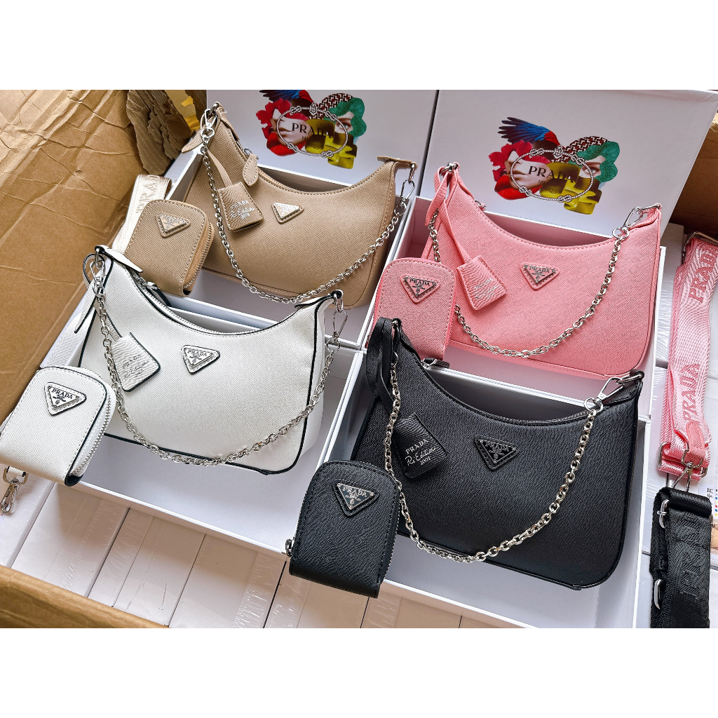 Túi xách nữ Prada da xước size 23 fullbox