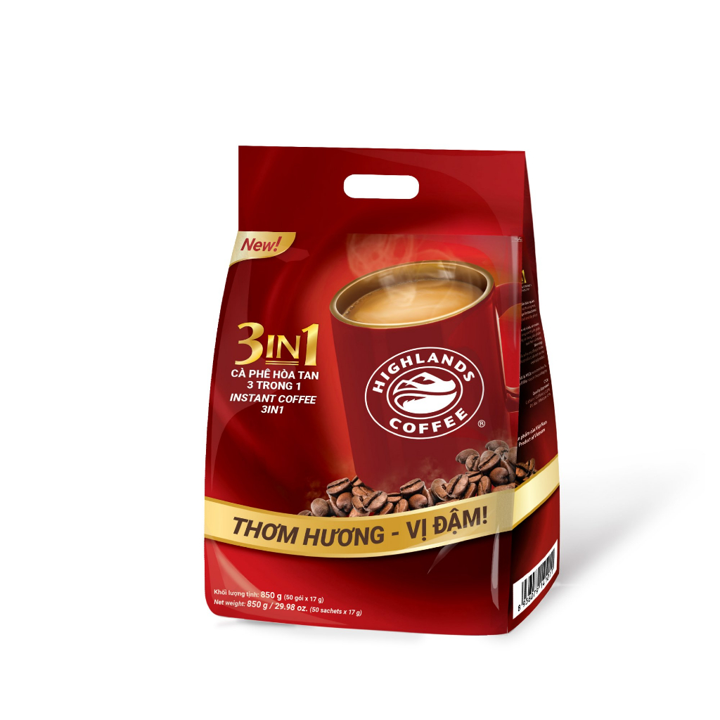 Cà phê hòa tan Highlands Coffee 3in1 bịch 50 gói x17g