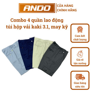 Combo 4 quần bảo hộ lao động công nhân có túi hộp, vải kaki 3.1 dày dặn, may kỹ, tiện dụng, thoải mái vận động, leo trèo