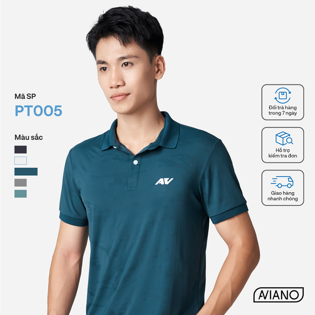 Áo Polo Thể Thao Nam Công Nghệ Microfiber Dryfit Siêu Mát AVIANO, Áo Polo Nam Chất Liệu Thoáng Khí, 5 Màu Basic