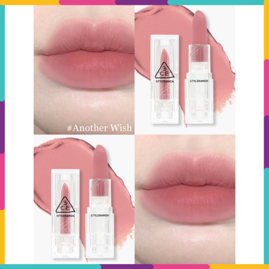 Son Môi 3CE Thỏi Trong Suốt Soft Matte Lipstick Another Wish Màu Hồng Nude Nhẹ Nhàng Nữ Tính [CHECK HIDDEN TAG]