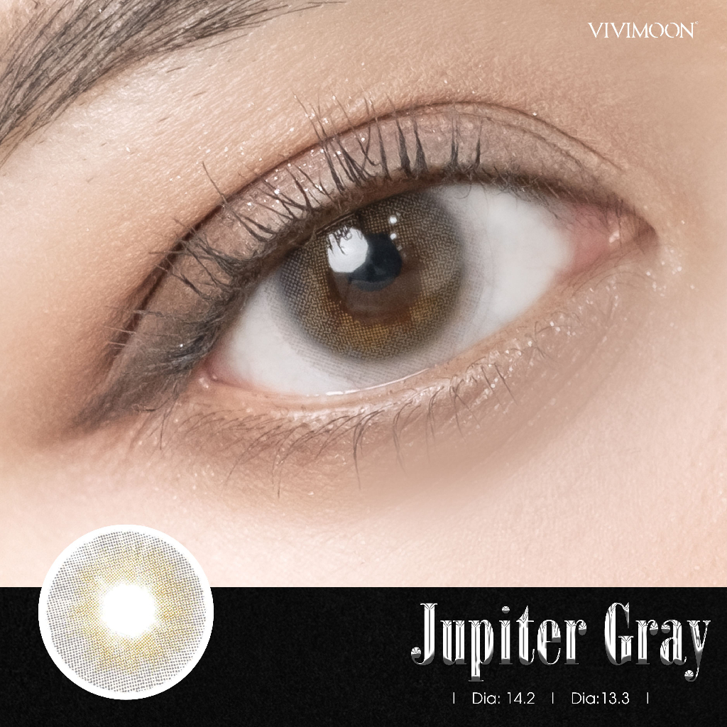 Lens khóa ẩm cận màu xám pha ánh vàng 6 tháng Jupiter Gray kính áp tròng VIVIMOON