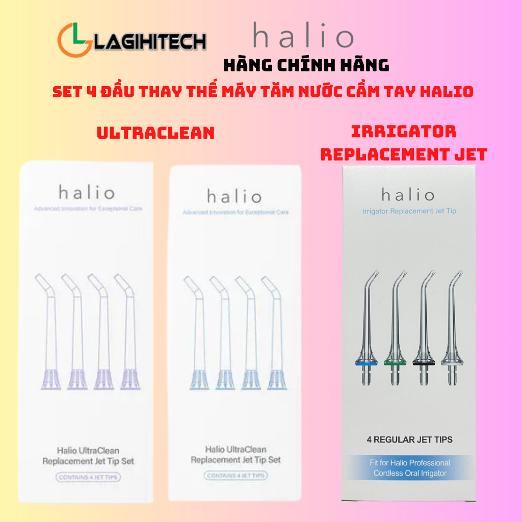 (LagiHitech) Set 4 Đầu Thay Thế Máy Tăm Nước Cầm Tay Halio UltraClean / Halio Irrigator Replacement Jet Tp - Chính Hãng