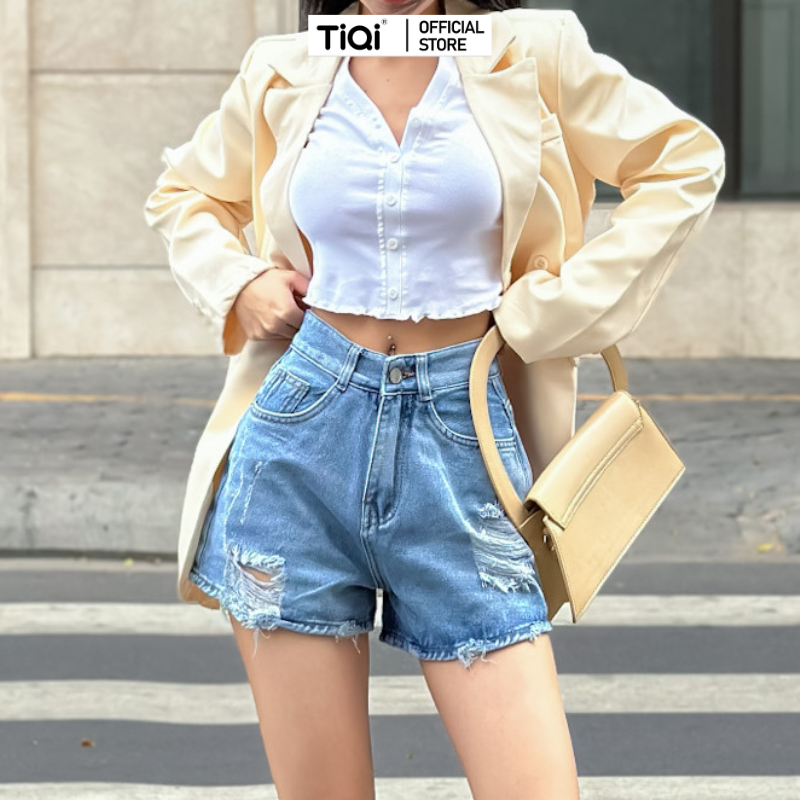 Quần short jean nữ rách TiQi Jeans S1-495