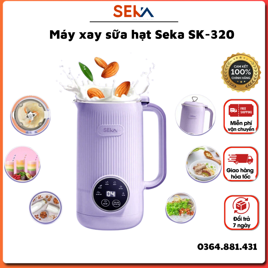Máy xay sữa hạt SEKA SK-320 600ml công suất 600W 6 chức năng, máy làm sữa hạt đa năng bảo hành 12 tháng