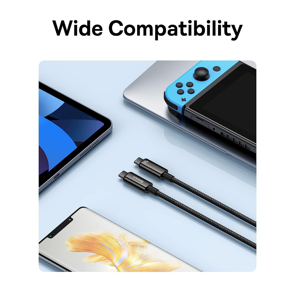 Dây sạc nhanh Type c 240W Baseus Tungsten Gold cáp bọc dù siêu bền cho laptop Mac smartphone