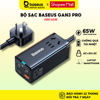 Bộ sạc nhanh 65W Baseus Gan 3 pro Desktop AC + 2U + 2C cho laptop mac ip máy tính bảng Samsung