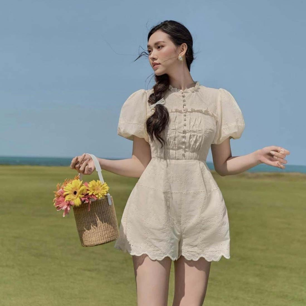 Jumpsuit nữ dáng ngắn mặc dạo phố bánh bèo đồ liền thân thiết kế đi biển sang chảnh Minaca J4