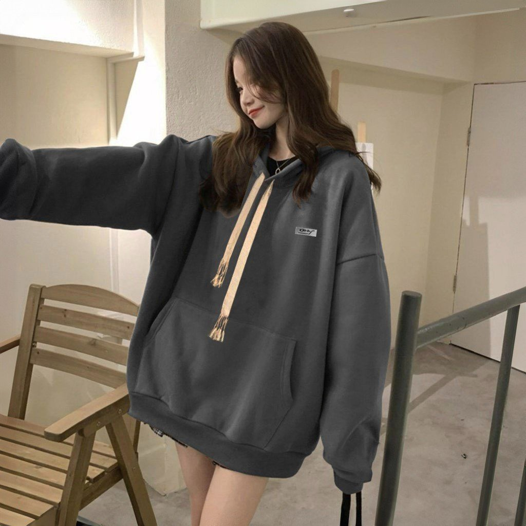 Áo Hoodie Nỉ, Localbrand, Tem Cao Su, Nam Nữ, Form Rộng, Mũ To 2 Lớp, Dây Kéo, Màu Đen/Xám/Kem Thương Hiệu ohay.club