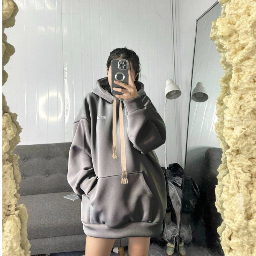 Áo Hoodie Nỉ, Localbrand, Tem Cao Su, Nam Nữ, Form Rộng, Mũ To 2 Lớp, Dây Kéo, Màu Đen/Xám/Kem Thương Hiệu ohay.club