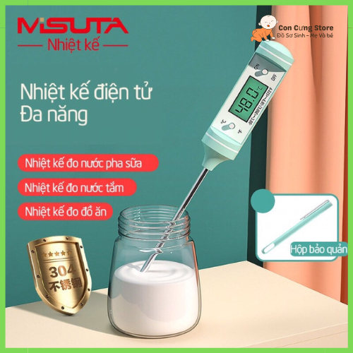 Nhiệt kế điện tử đo nước pha sữa cho bé Misuta đo nhiệt độ nước và thức ăn chính xác