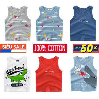 Áo Thun Ngắn Tay Ba Lỗ In Hình Cho Bé Trai 27Kids Thun Cotton Thoáng Mát, Áo Thun Trẻ Em 3 Lỗ Cộc Tay Xốp Kookoo Mềm Mát