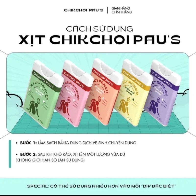 Xịt thơm vùng Bikini Chikchoi pau's khu vườn trái cây cho cuộc yêu mùi hương hoa quả the mát. che tên sp