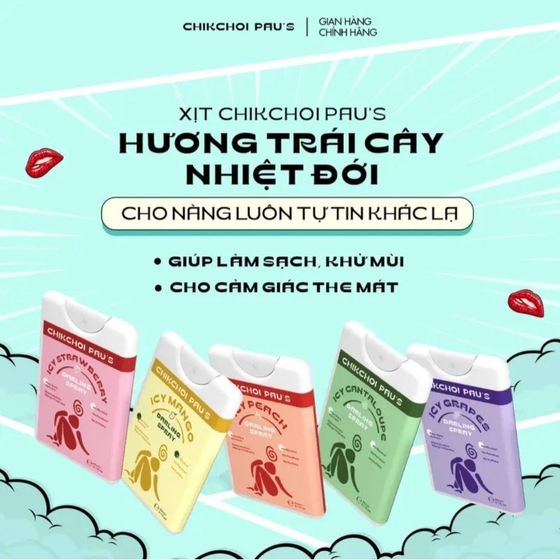 Xịt thơm vùng Bikini Chikchoi pau's khu vườn trái cây cho cuộc yêu mùi hương hoa quả the mát. che tên sp