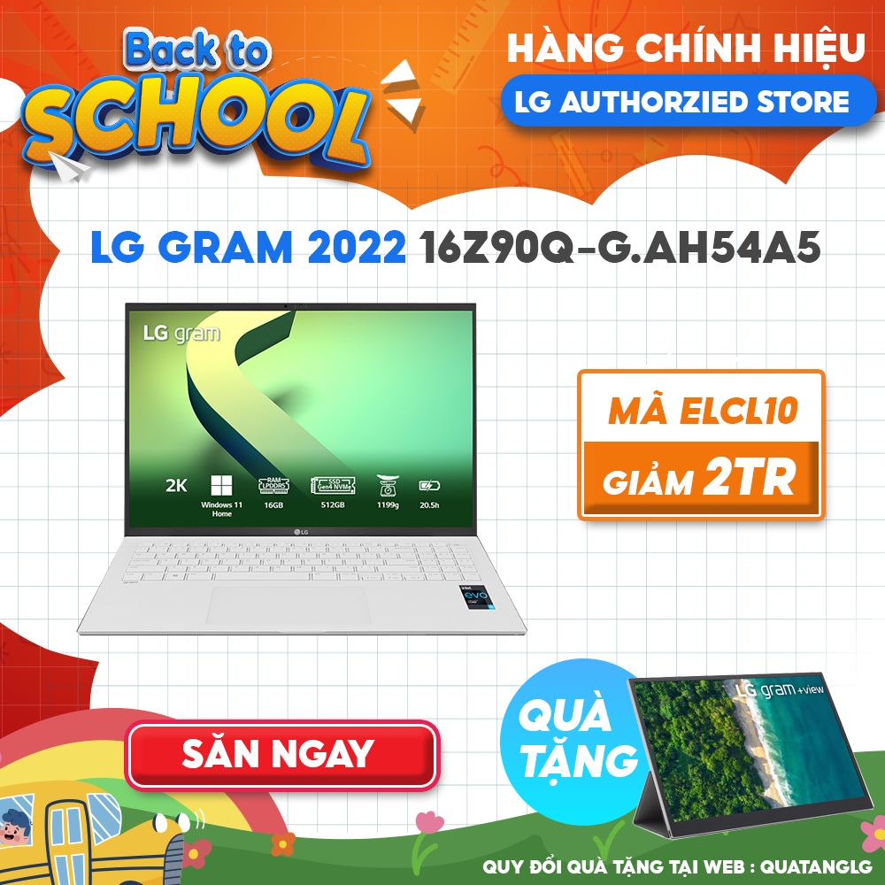 Laptop LG Gram 2022 16Z90Q-G.AH54A5 (i5-1240P | 16GB | 512GB | Intel Iris Xe Graphics | 16' WQXGA 99% DCI-P3 | Win 11)