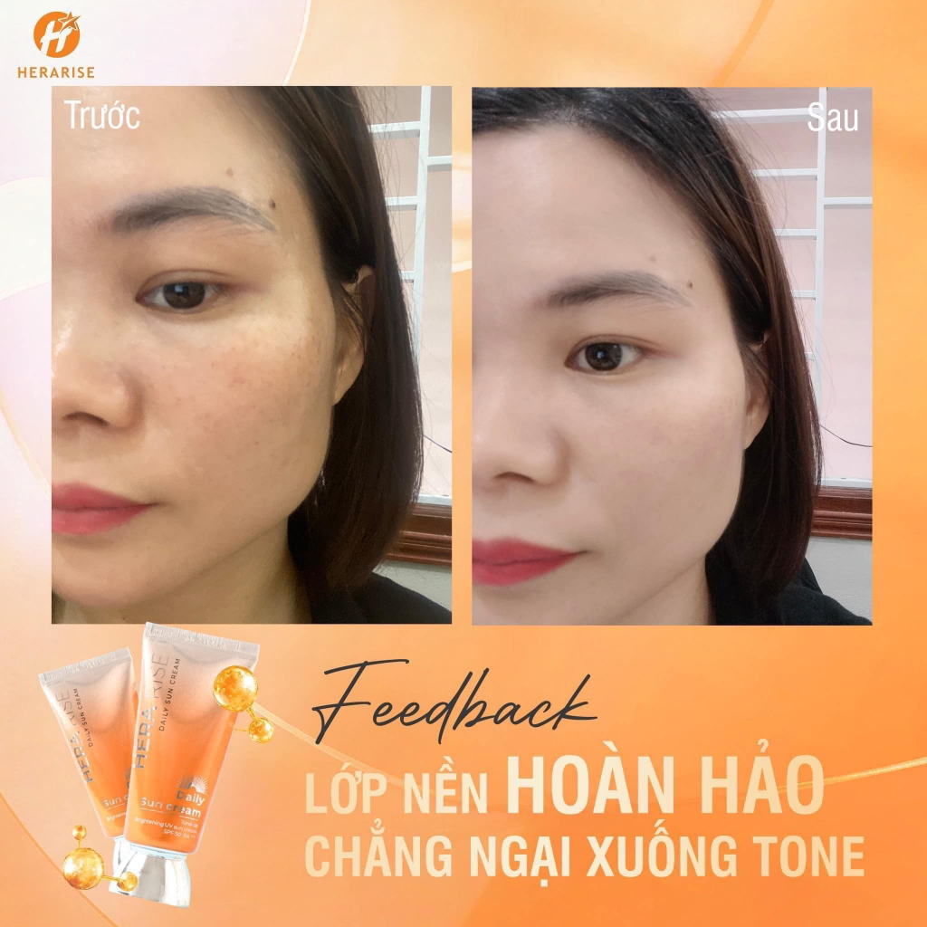 Kem Chống Nắng Herarise Daily Sun Cream nâng tone phổ rộng chống tia UV Dành Cho Da Dầu SPF 50+