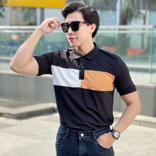 Áo thun nam Polo phối sọc vải thun cotton co dãn 4 chiều mịn mát cực kỳ sang trọng_PLOSOC226