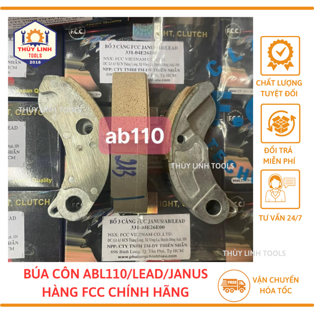 (CHÍNH_HÃNG) Bố 3 càng, búa côn FCC xe AirBlade/LEAD/JANUS125 SH Ý Dylan bám chuông tốt, bền không rung đầu
