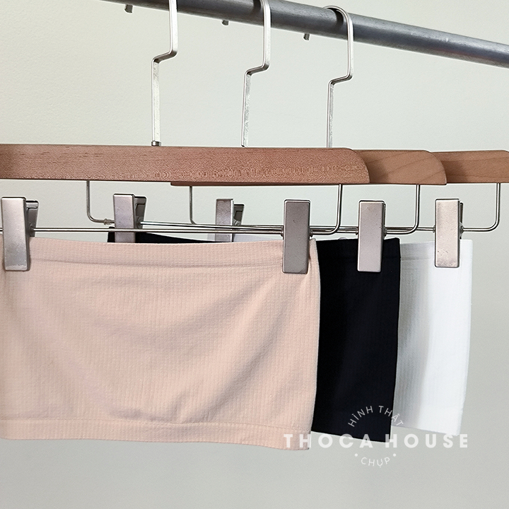 Áo bra ống vân thun co giãn đen, trắng, nude vải mịn đường chỉ may chắc chắn