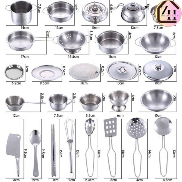 Bộ đồ chơi nấu ăn bằng inox 25 món 32 món 40 món dành cho các bé yêu
