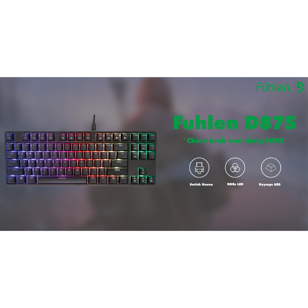 Bàn phím Fuhlen D87S LED RGB cơ gaming White Red Switch chính hãng Fuhlen-Hàng chính hãng bảo hành 2 năm