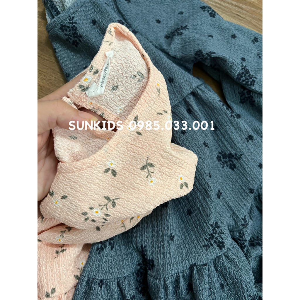 Váy bé gái vintage cotton xốp hoa nhí