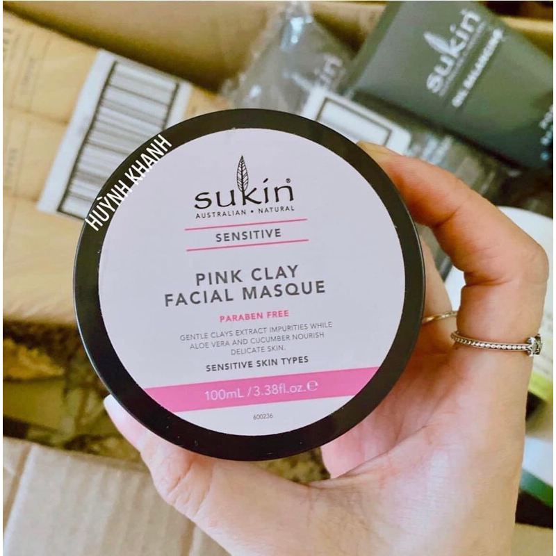 Mặt Nạ Đất Sét Sukin Greens Detoxifying/ Pink Sensitive Facial Masque hữu cơ 100% của Úc