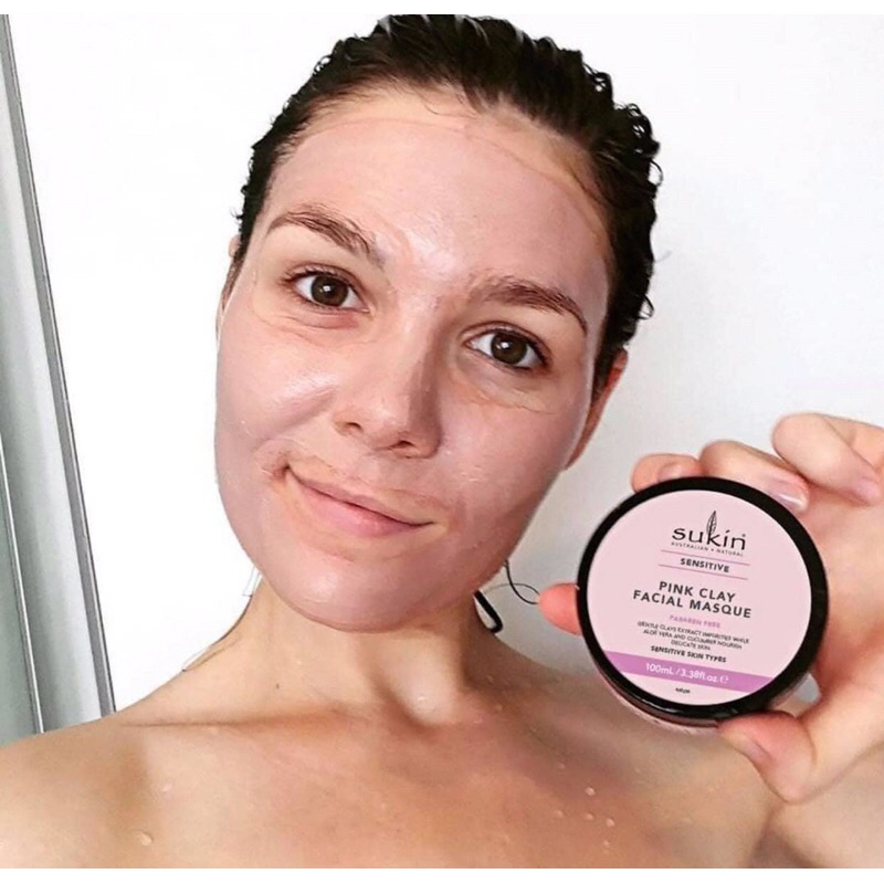 Mặt Nạ Đất Sét Sukin Greens Detoxifying/ Pink Sensitive Facial Masque hữu cơ 100% của Úc